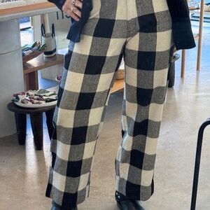 Ali Golden Black and Tan Buffalo Check Raw Silk Pant Medium